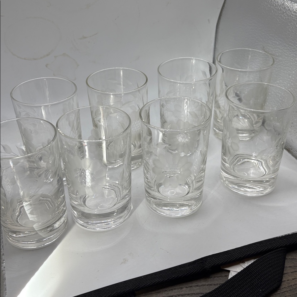 Vintage 8 Cornflower Hughes Corn Flower Juice Glasses
